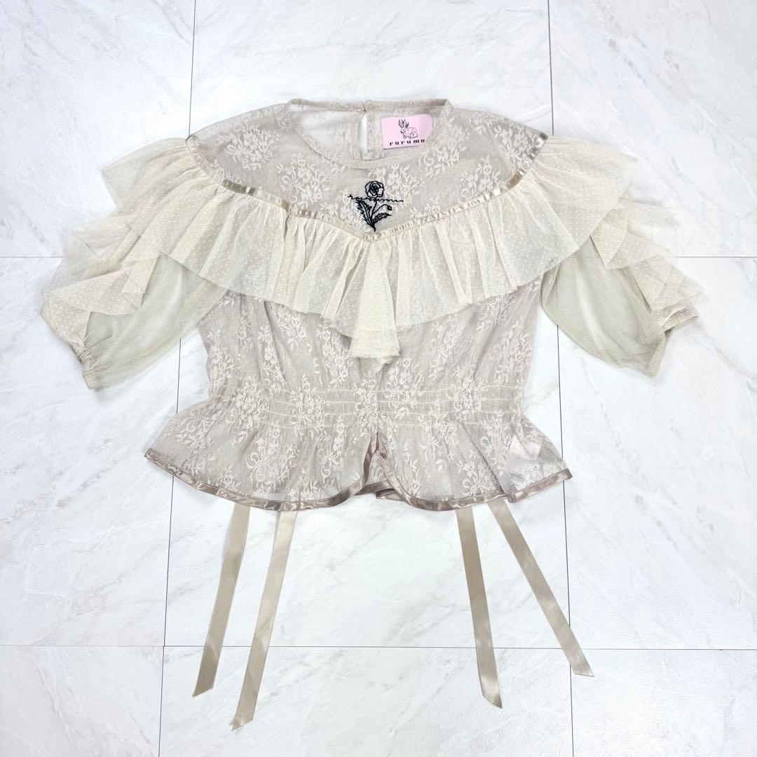 美品 縷縷夢兎 ルルムウ 2020s レース 刺繍 トップス ブラウス