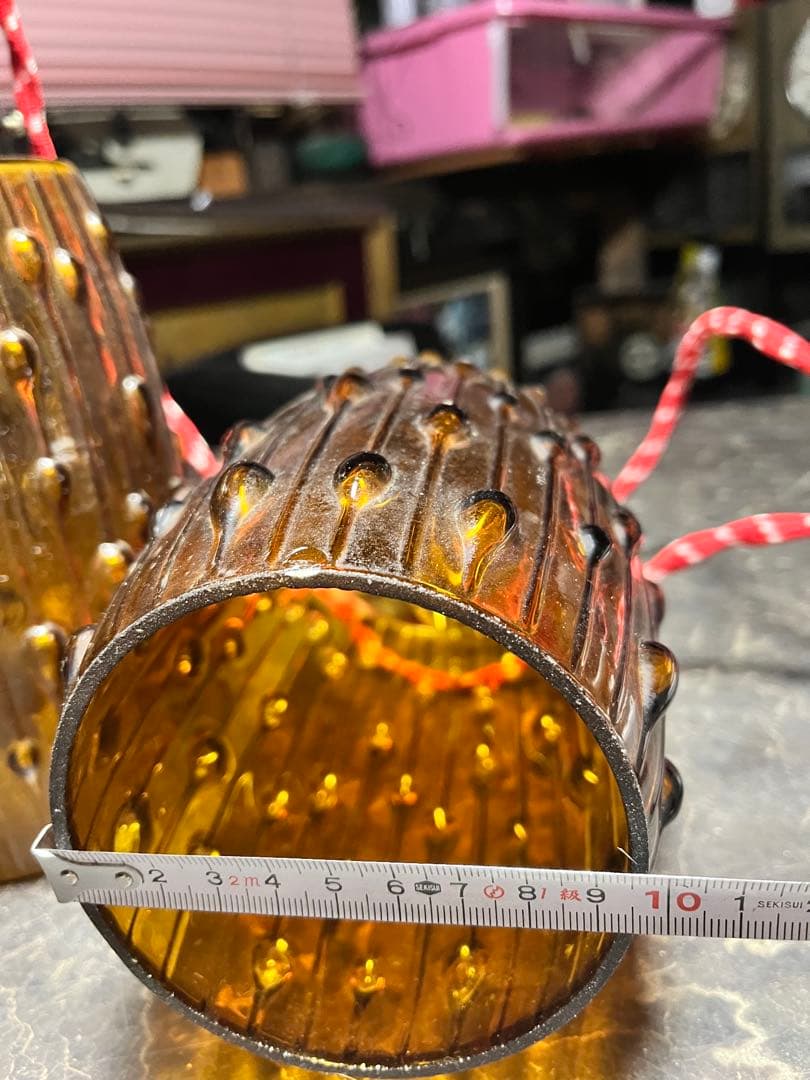 アメリカンヴィンテージライト アンバーガラス製ペンダントランプ レトロペンダント