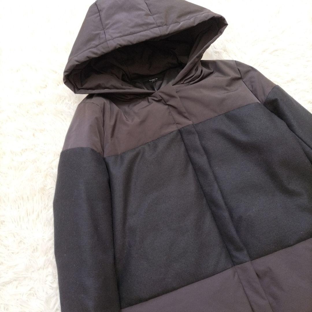美品✨セオリー 現行タグ 切り替えダウンコート 異素材 フード付き ブラック S