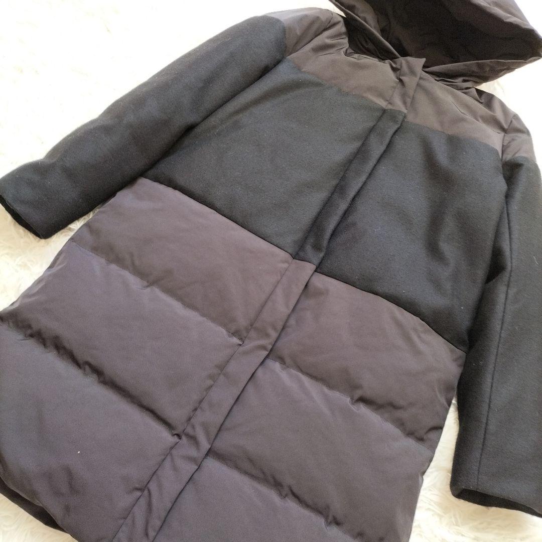 美品✨セオリー 現行タグ 切り替えダウンコート 異素材 フード付き ブラック S