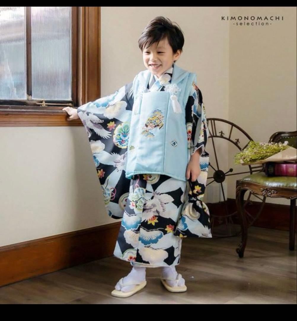 七五三 男の子 3歳 被布セット 小町kids 【鷹と松に七宝】 10点セット