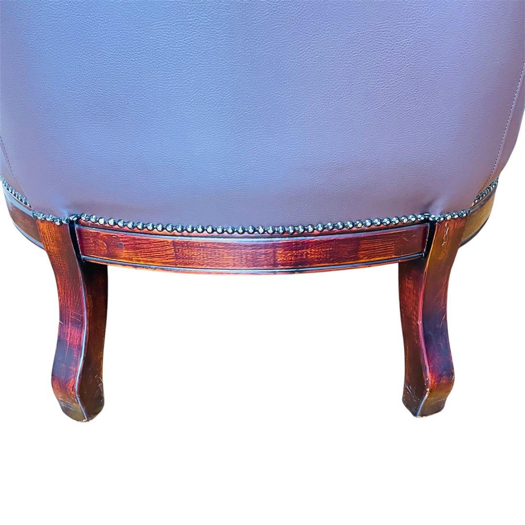 高級 アームチェア ソファ クラシック ヨーロピアン 1人掛け 鋲打ち 彫刻 革