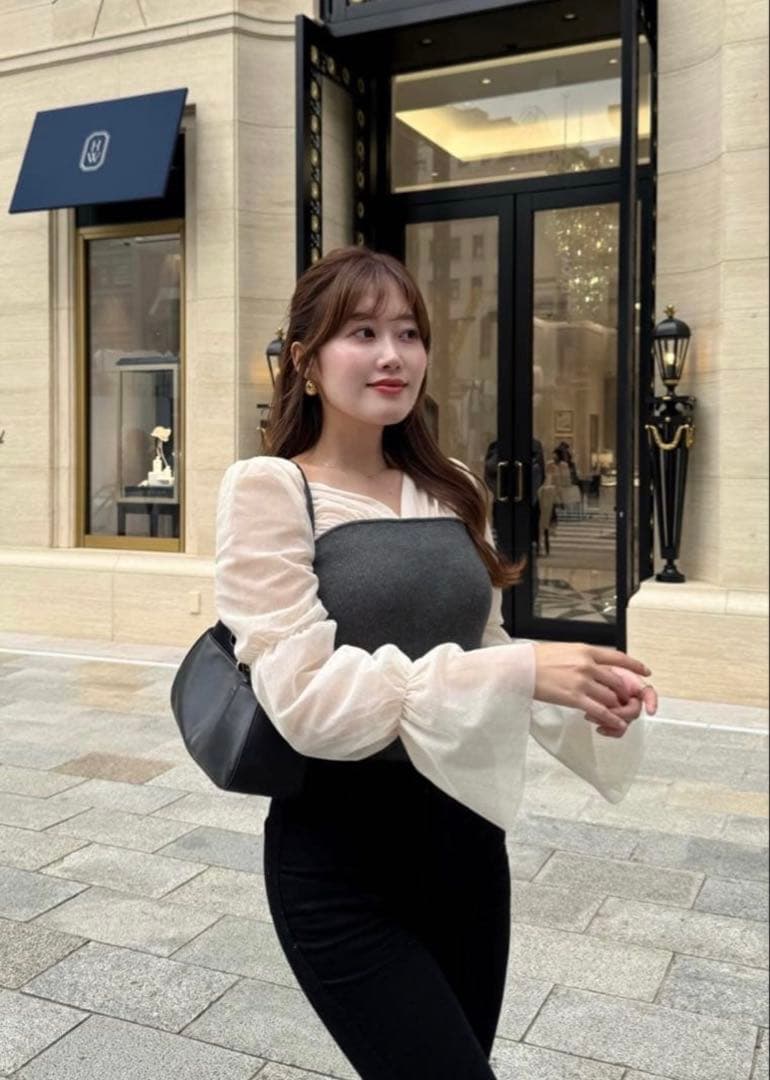 トップス Herlipto Tulle Sleeve Knit Top FOR HER