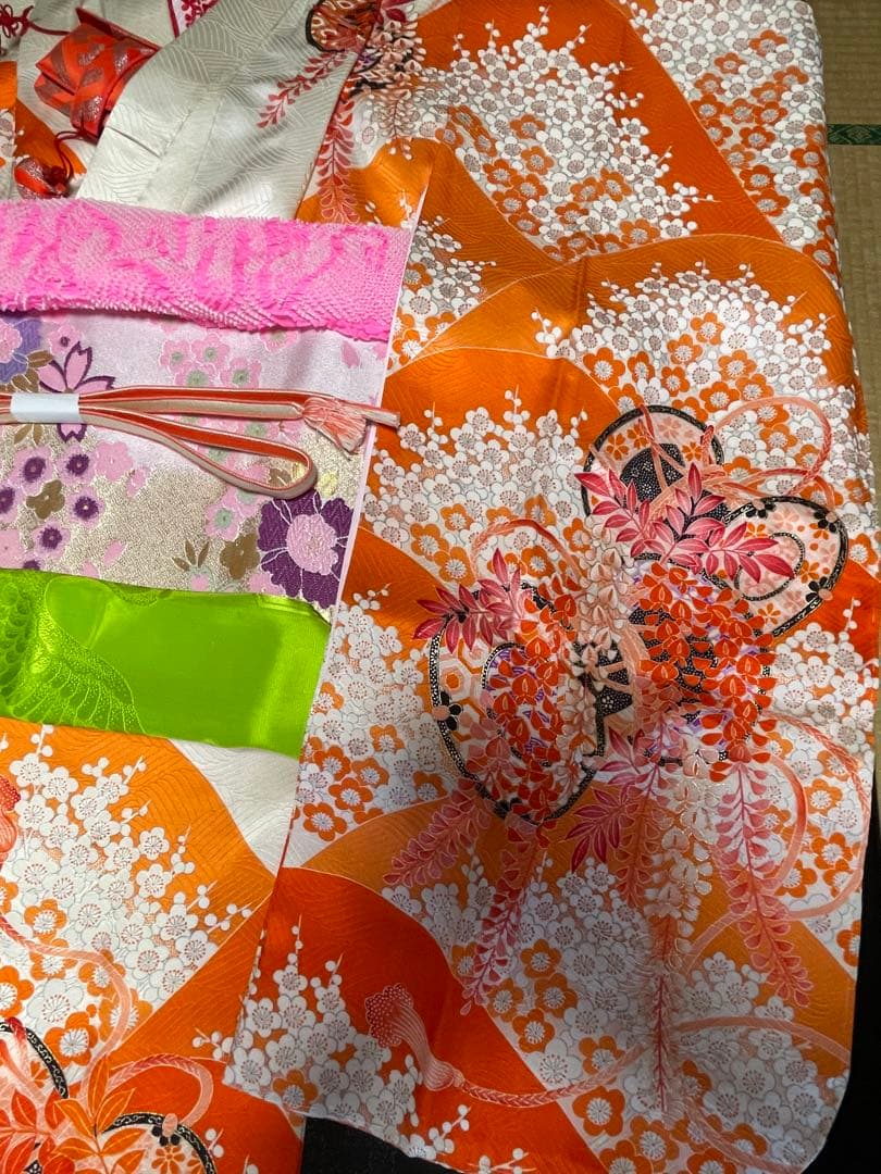 再値下　新品　七五三　6歳7歳 8歳　140㎝　草履21㎝　正絹着物　四つ身着物