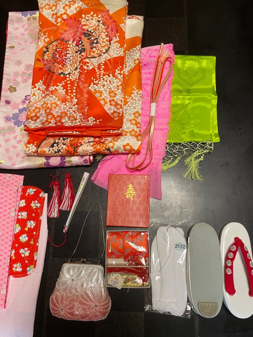 再値下　新品　七五三　6歳7歳 8歳　140㎝　草履21㎝　正絹着物　四つ身着物