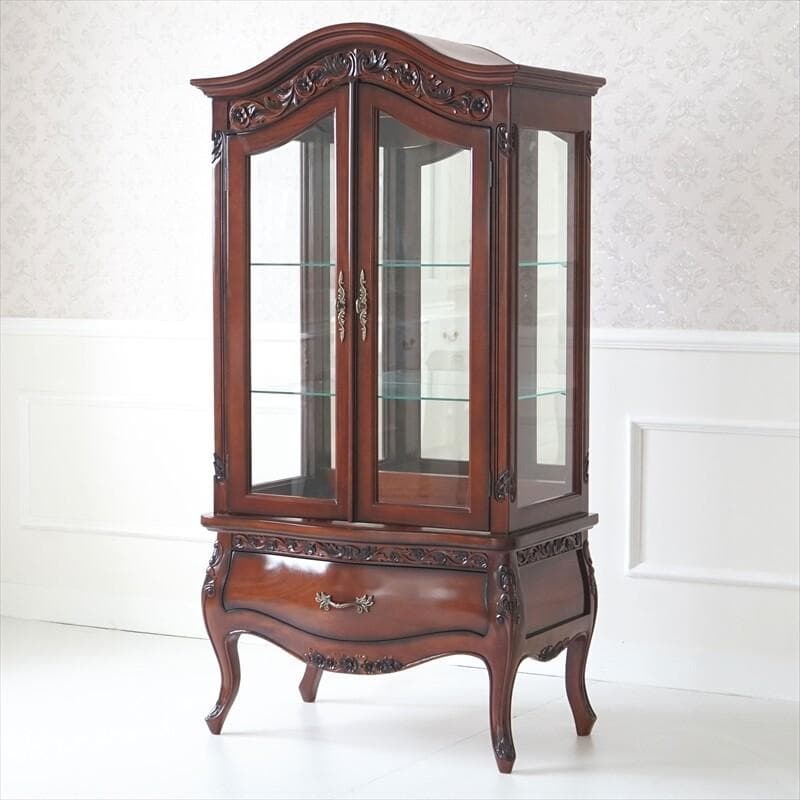 マホガニーの温もり｜ガラス キャビネット ＢＲ　ブラウン幅79ｃｍ高さ154ｃｍ