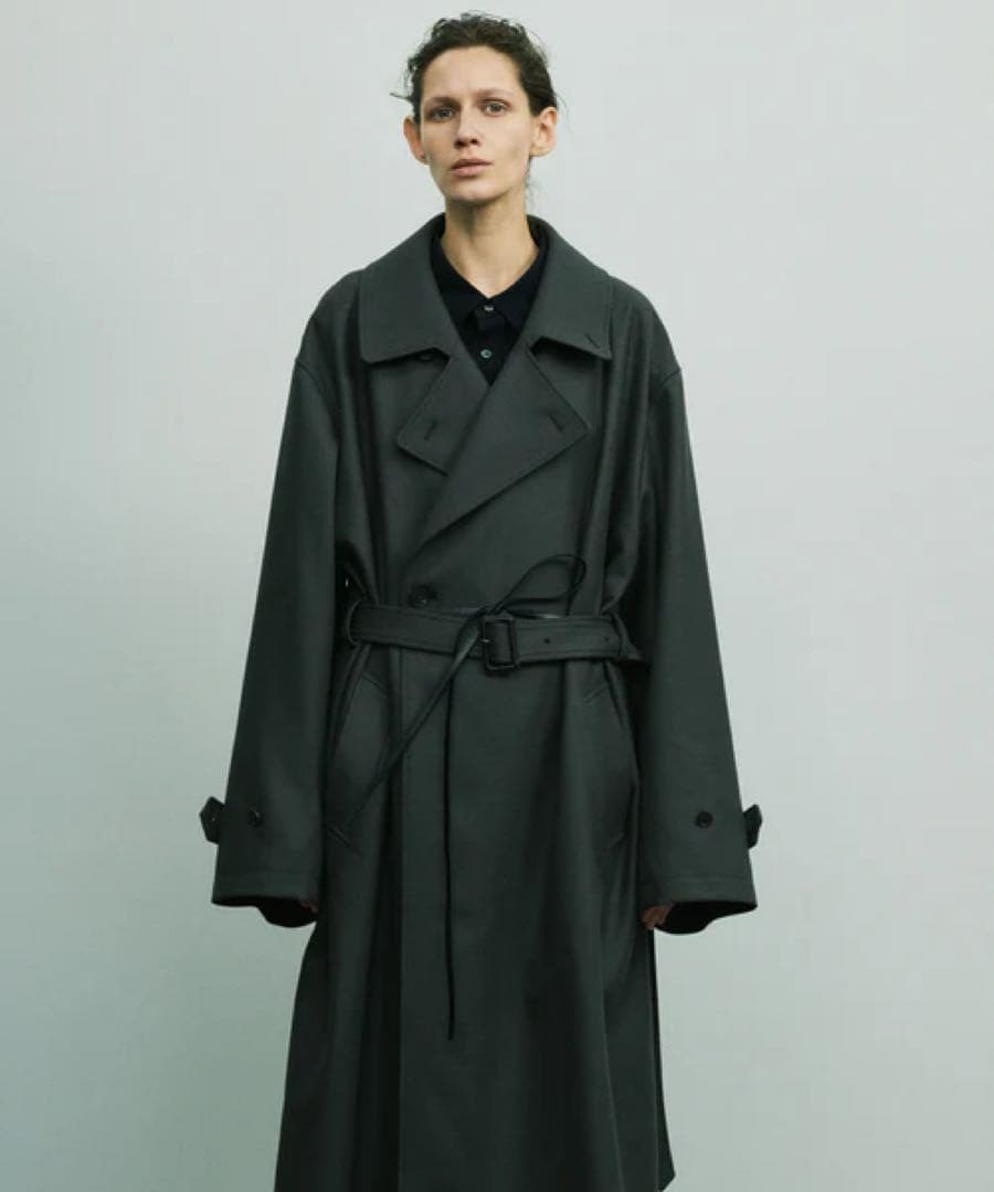 ジャケット・アウター MELTON DOUBLE BREASTED COAT BLACK