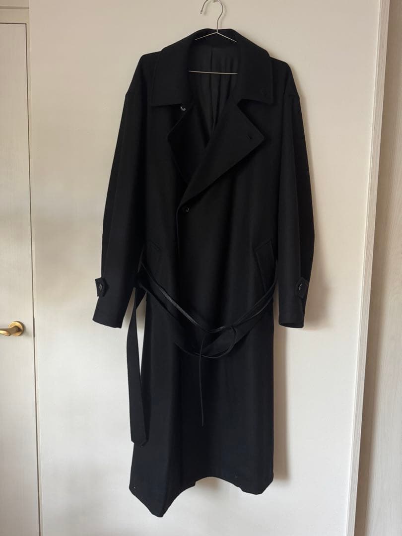 ジャケット・アウター MELTON DOUBLE BREASTED COAT BLACK