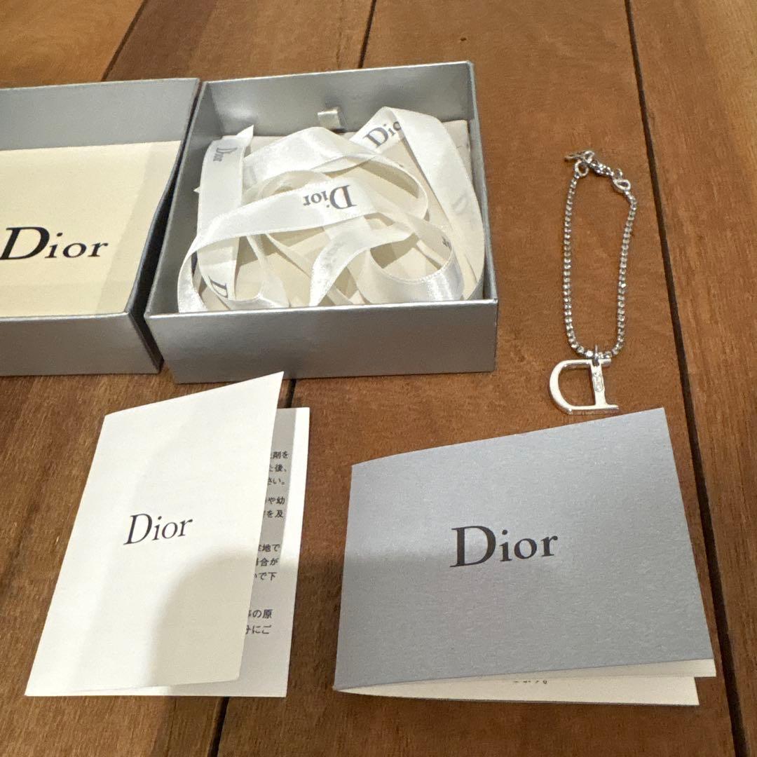 【未使用品】Dior Dロゴ ストーン ブレスレット シルバーカラー　保証書付