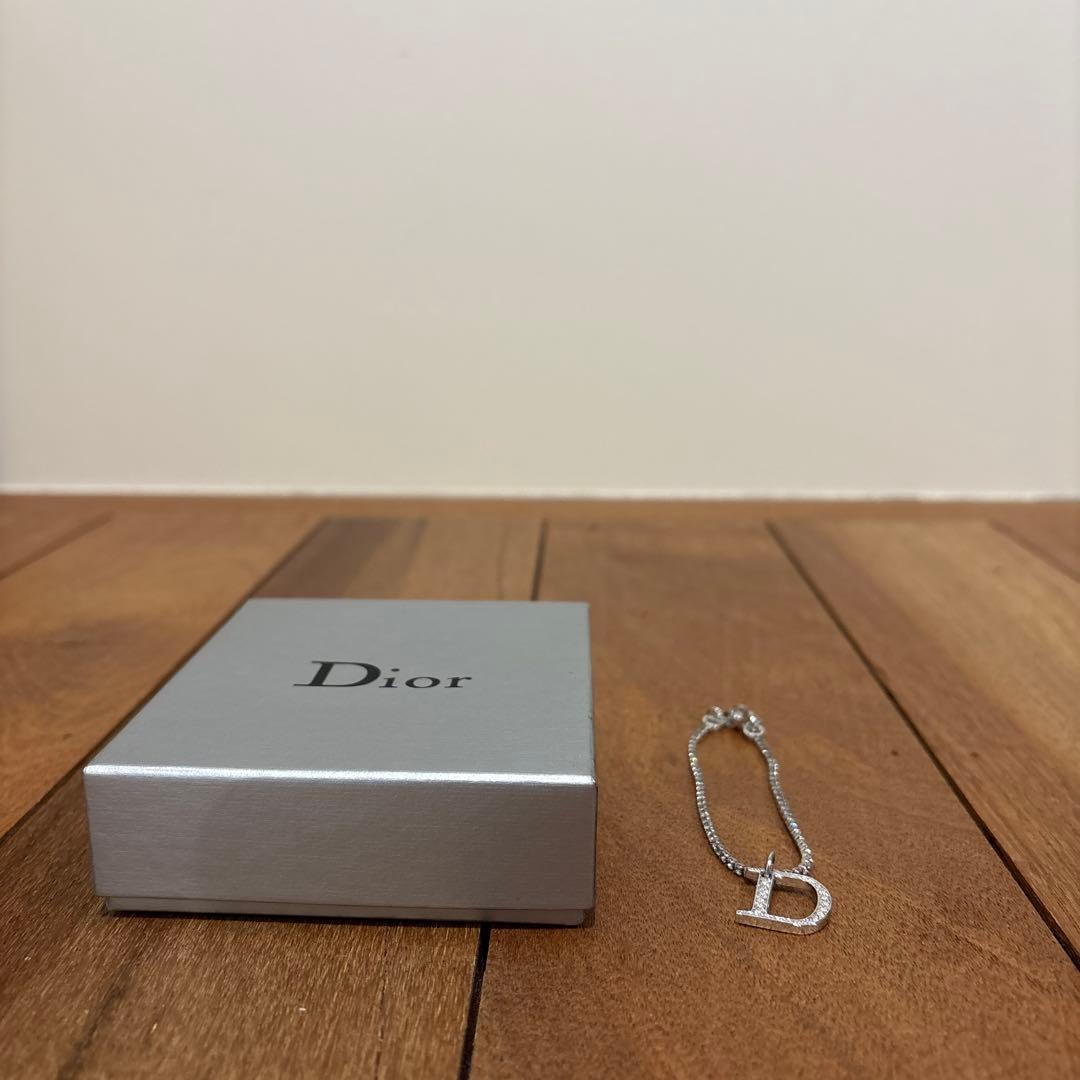 【未使用品】Dior Dロゴ ストーン ブレスレット シルバーカラー　保証書付