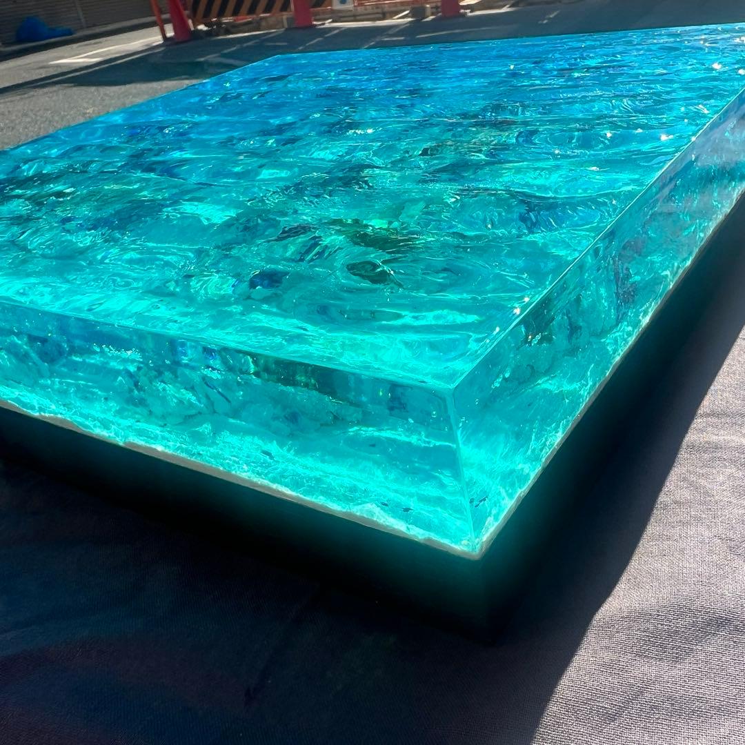 【波紋アート】Real Ocean／立体オブジェ／30cmプリズム×6cm