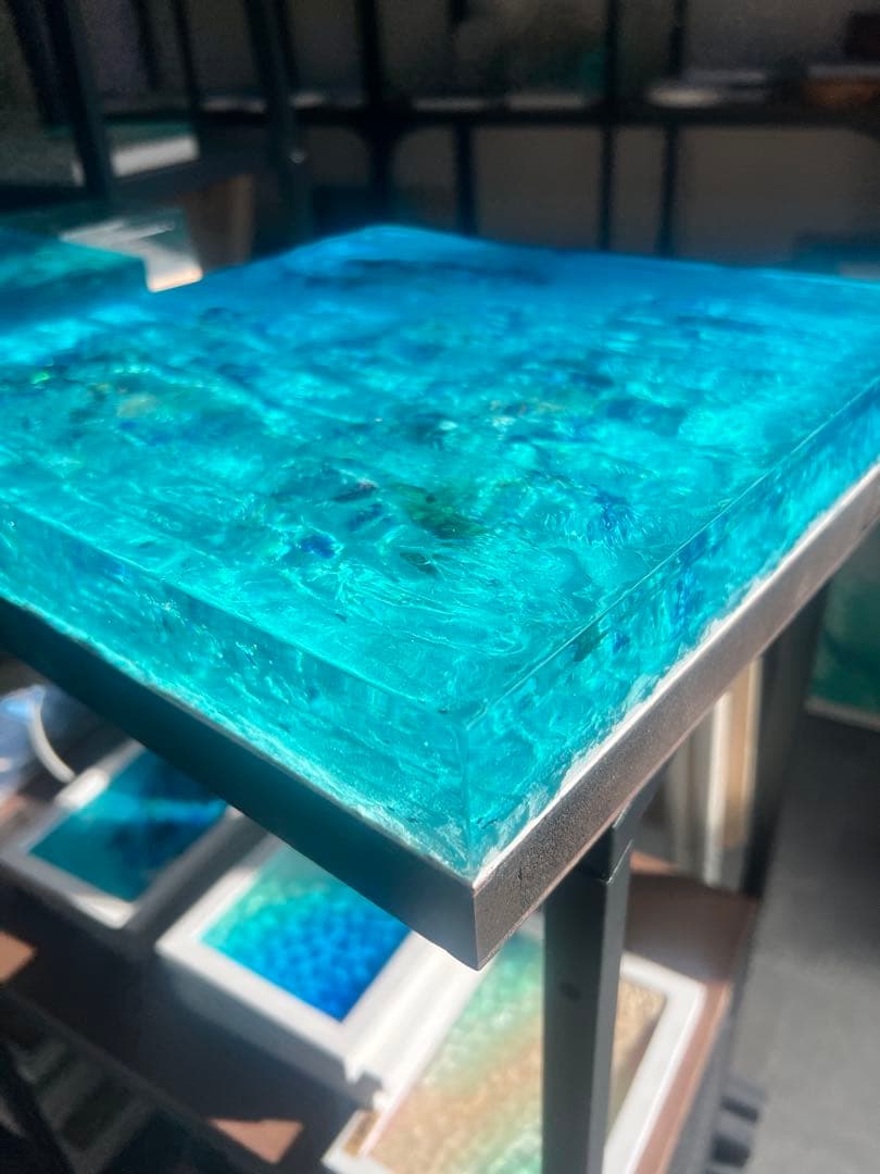 【波紋アート】Real Ocean／立体オブジェ／30cmプリズム×6cm