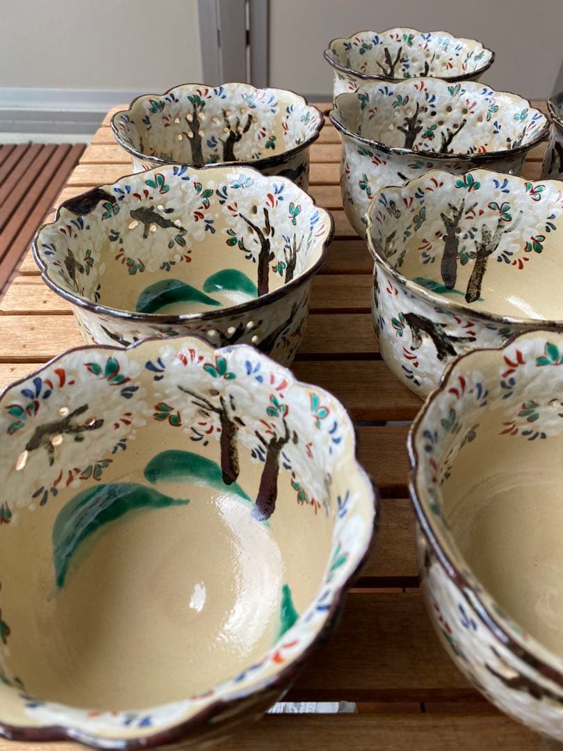 京焼　乾山写吉野桜向付9客 (お造り・先付け)の器