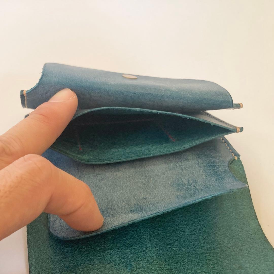 ロロマレザー本革 ミニ財布 コンパクトウォレット 手縫い エイジング