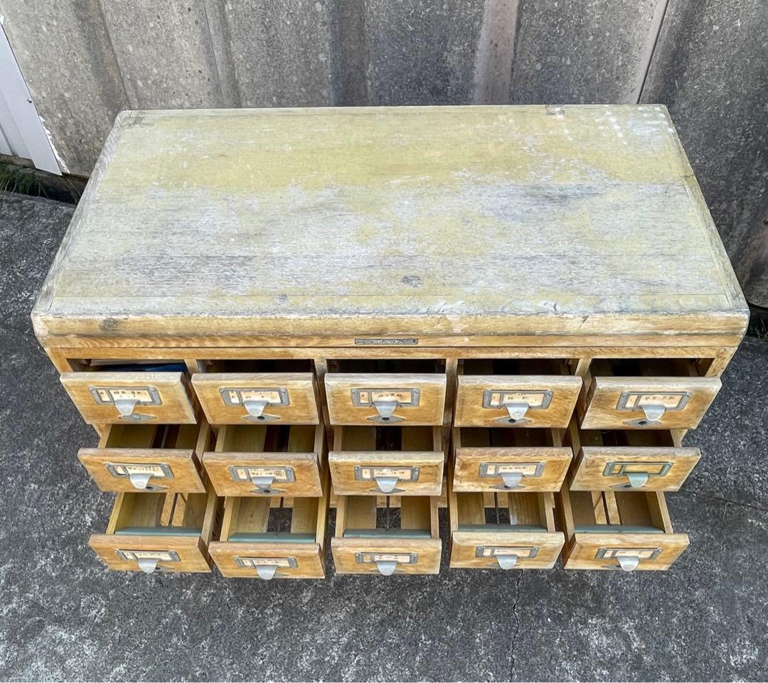ビンテージ/当時物/学校/図書館/収納棚/棚/カードケース/小引き出し/店舗什器