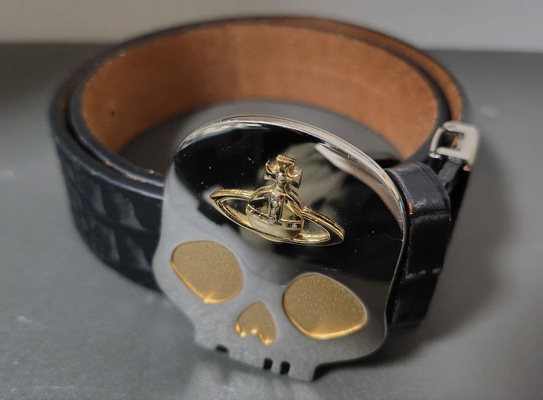 翔　ヴィヴィアンウエストウッド正規品　スカルバックルベルト黒