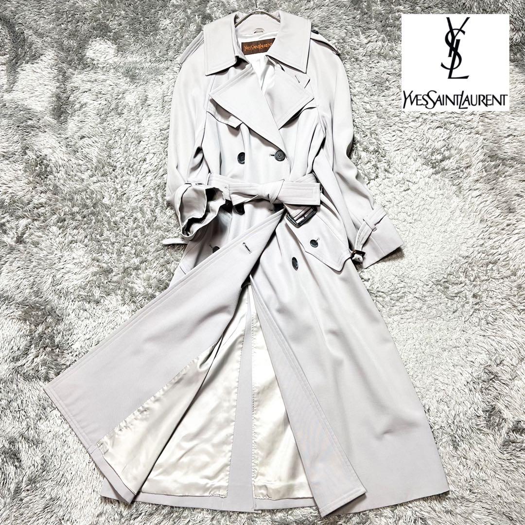 イヴサンローラン レディース　トレンチコート グレー T7 S相当 美品