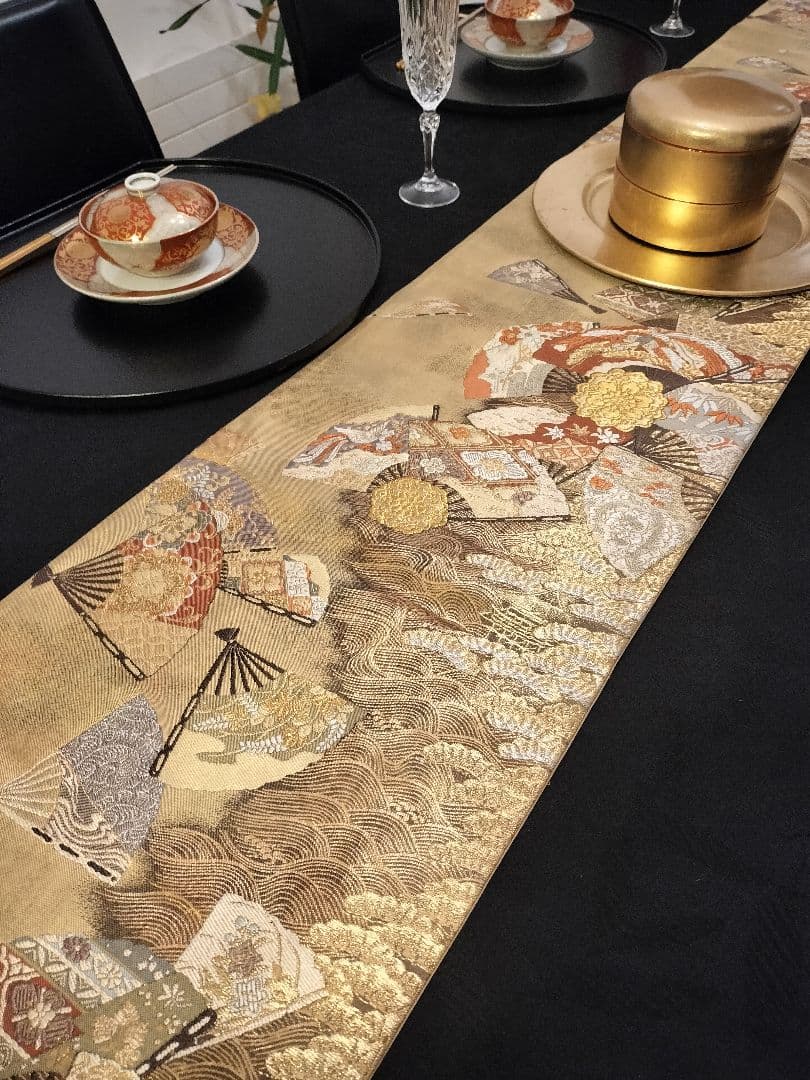 Tyako　A802高級‼️ひな祭り‼️袋帯テーブルランナー2m16cm