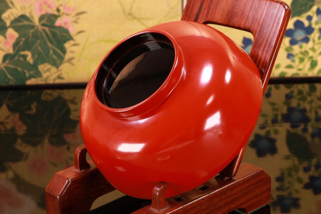 BK106　時代輪島塗　雅楽楽器図金蒔絵　吸物椀　五客　木製　懐石 会席 菓子