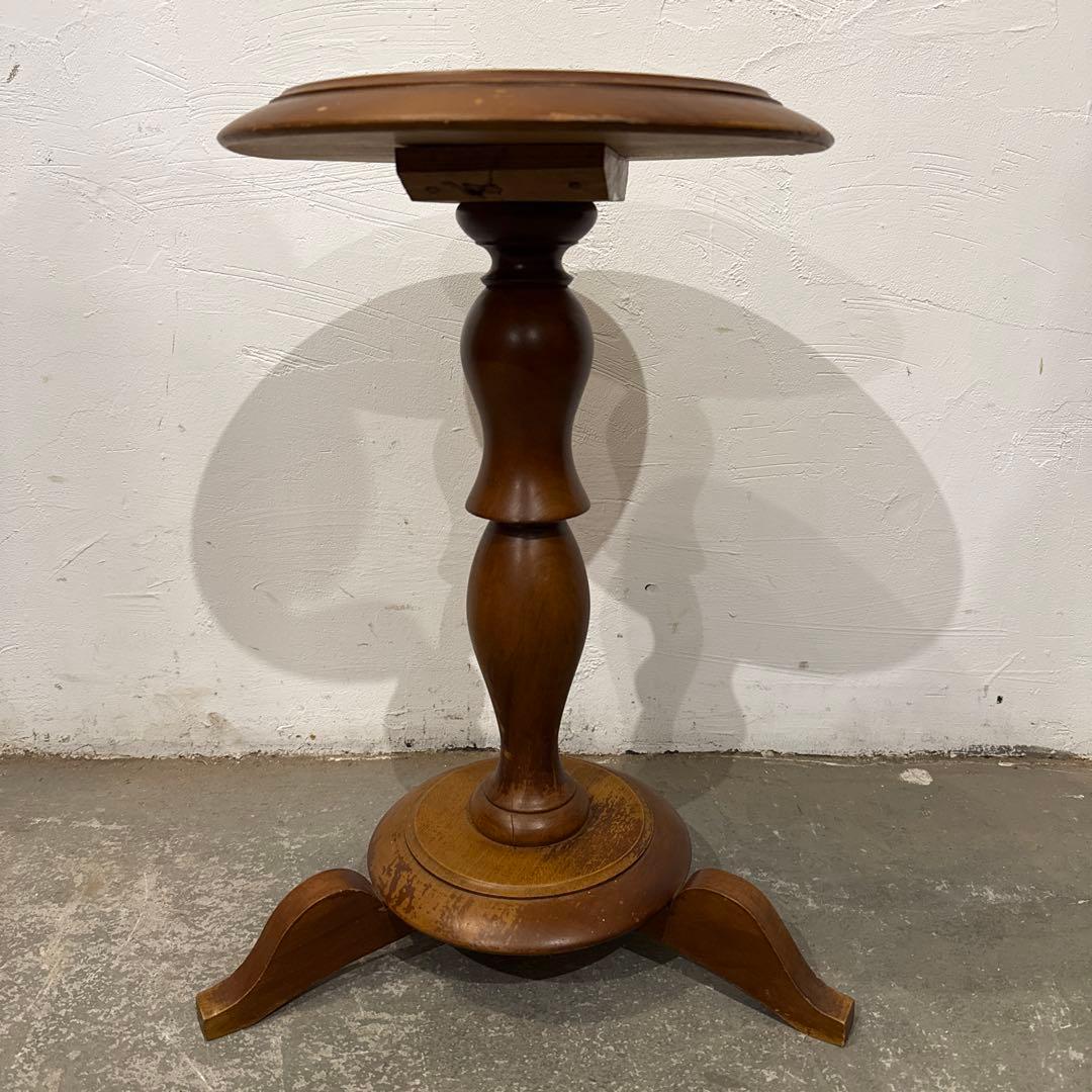 ヴィンテージ 木製サイドテーブル　ラウンドテーブル　花台