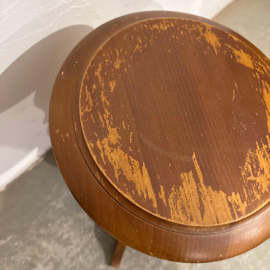 ヴィンテージ 木製サイドテーブル　ラウンドテーブル　花台