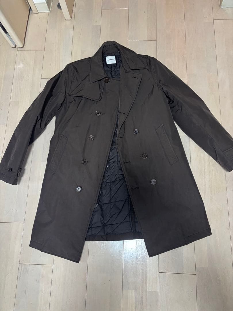 ASPESI ブラウン ダブルブレスト トレンチコート