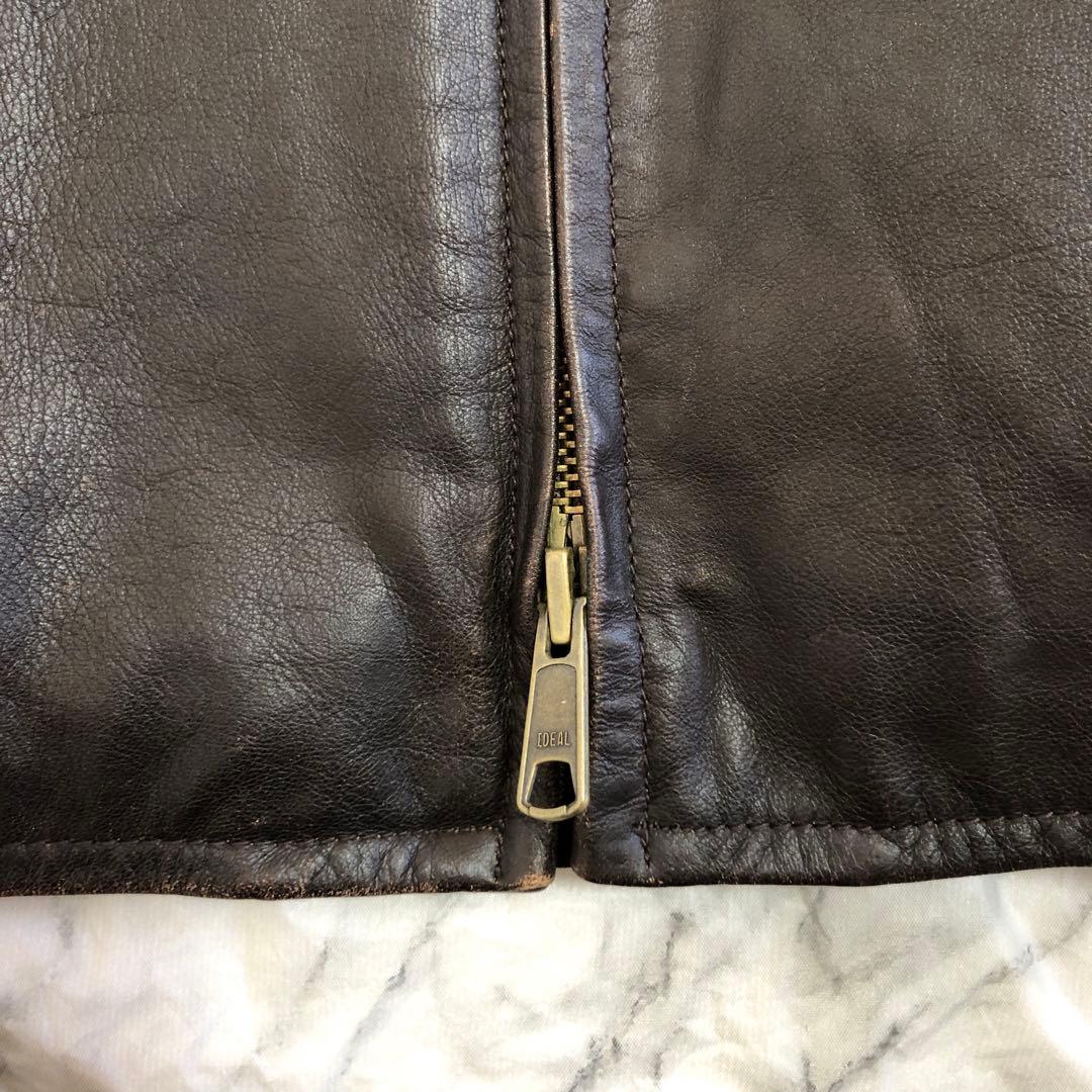 AVIREXアヴィレックス　レザージャケット　シングル　ライダース　ブラウン　L