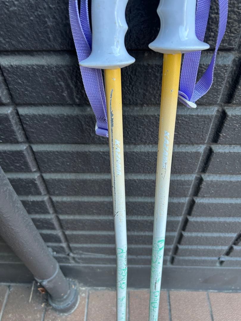 カザマ スキー板145cm ストック、headブーツ付き