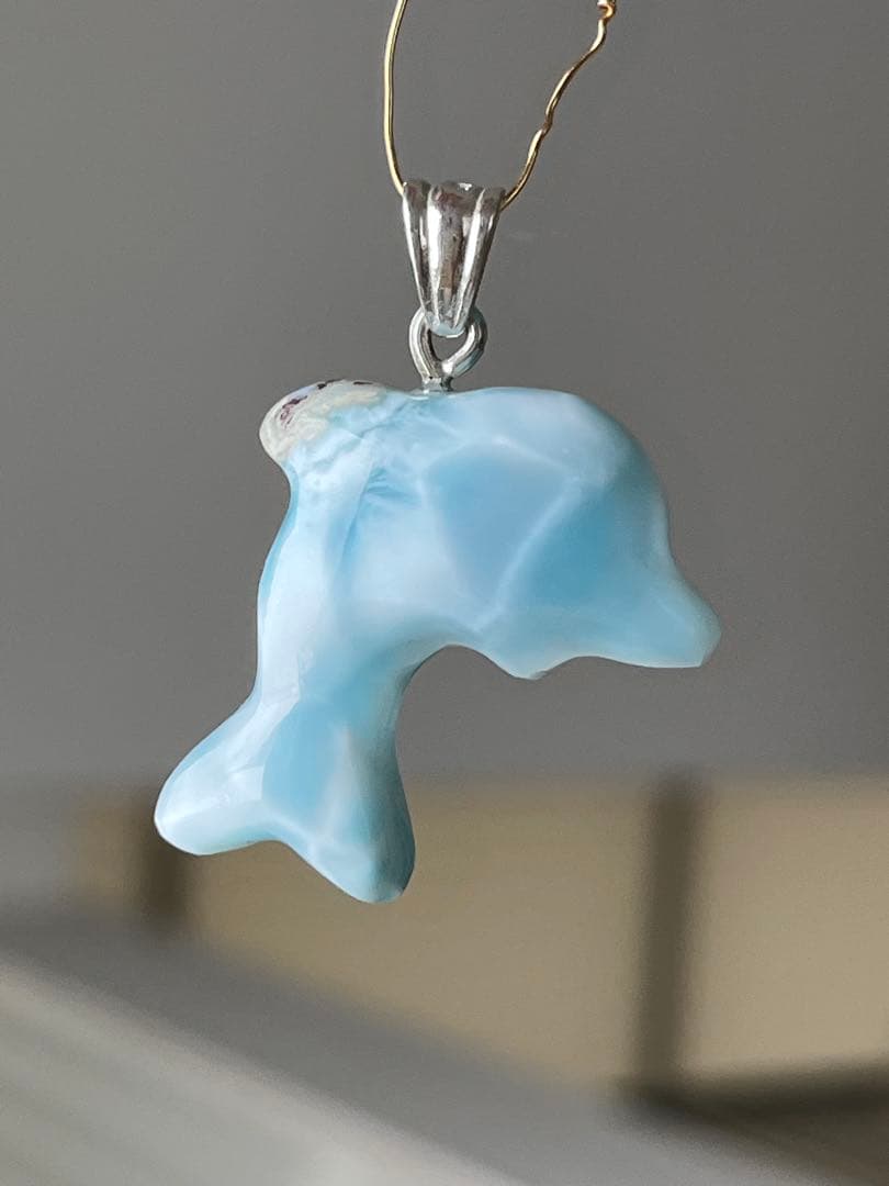 天然石☆高品質！ラリマーイルカ型☆濃いブルー＆ラリマーらしい模様＆形が美しい！