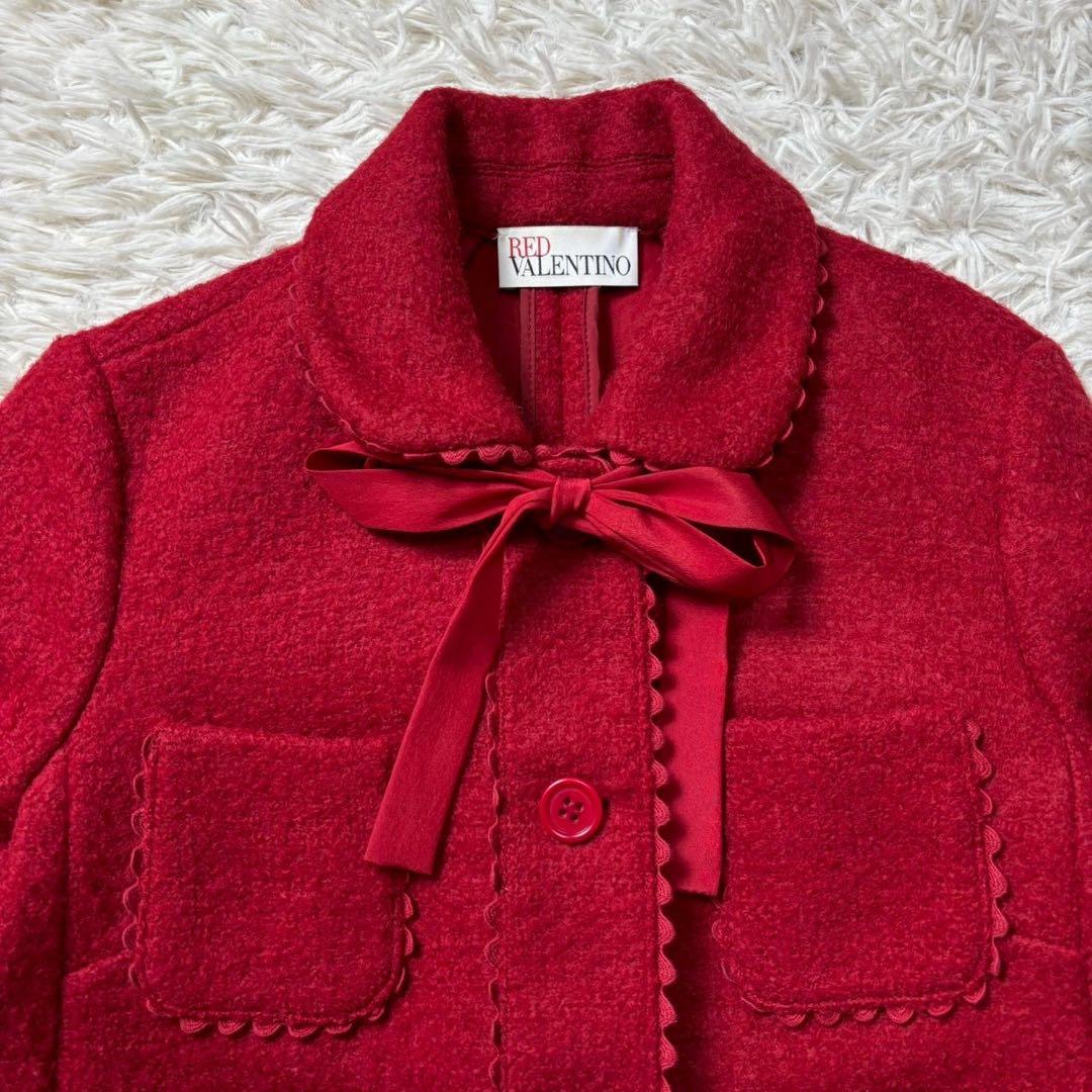 【美品】レッドヴァレンティノ　ジャケット　フリル　リボン　赤