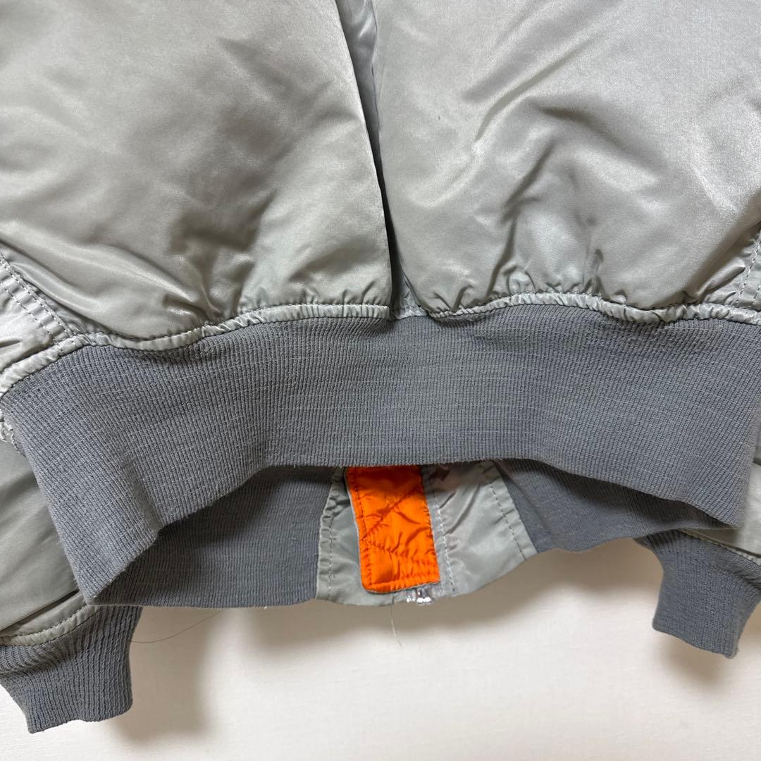 80sUSA製ALPHAアルファMA-1 フライトジャケット Mシルバー状態良好