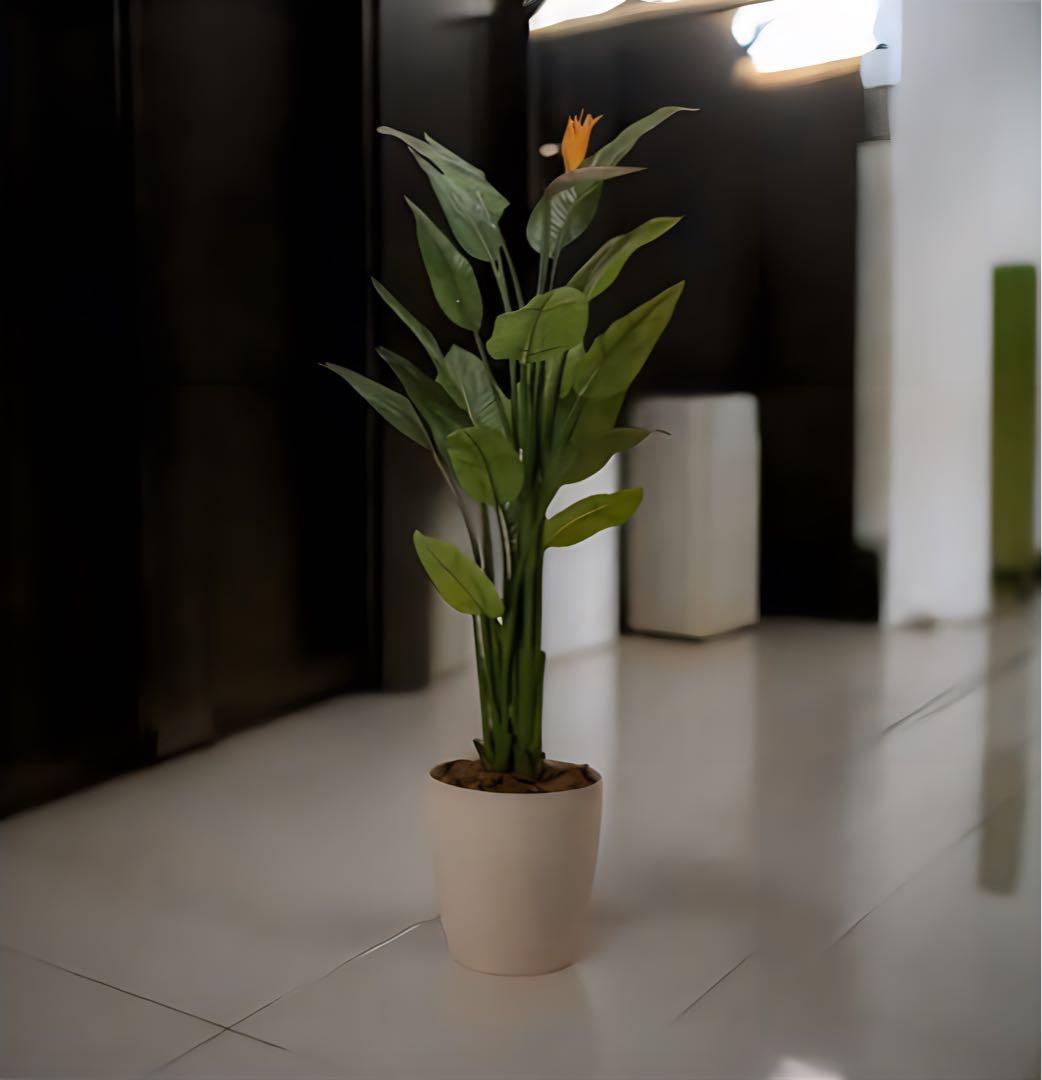 光触媒　人工観葉植物　ウォールグリーン　フェイクグリーン　ストレチア花付き1.5