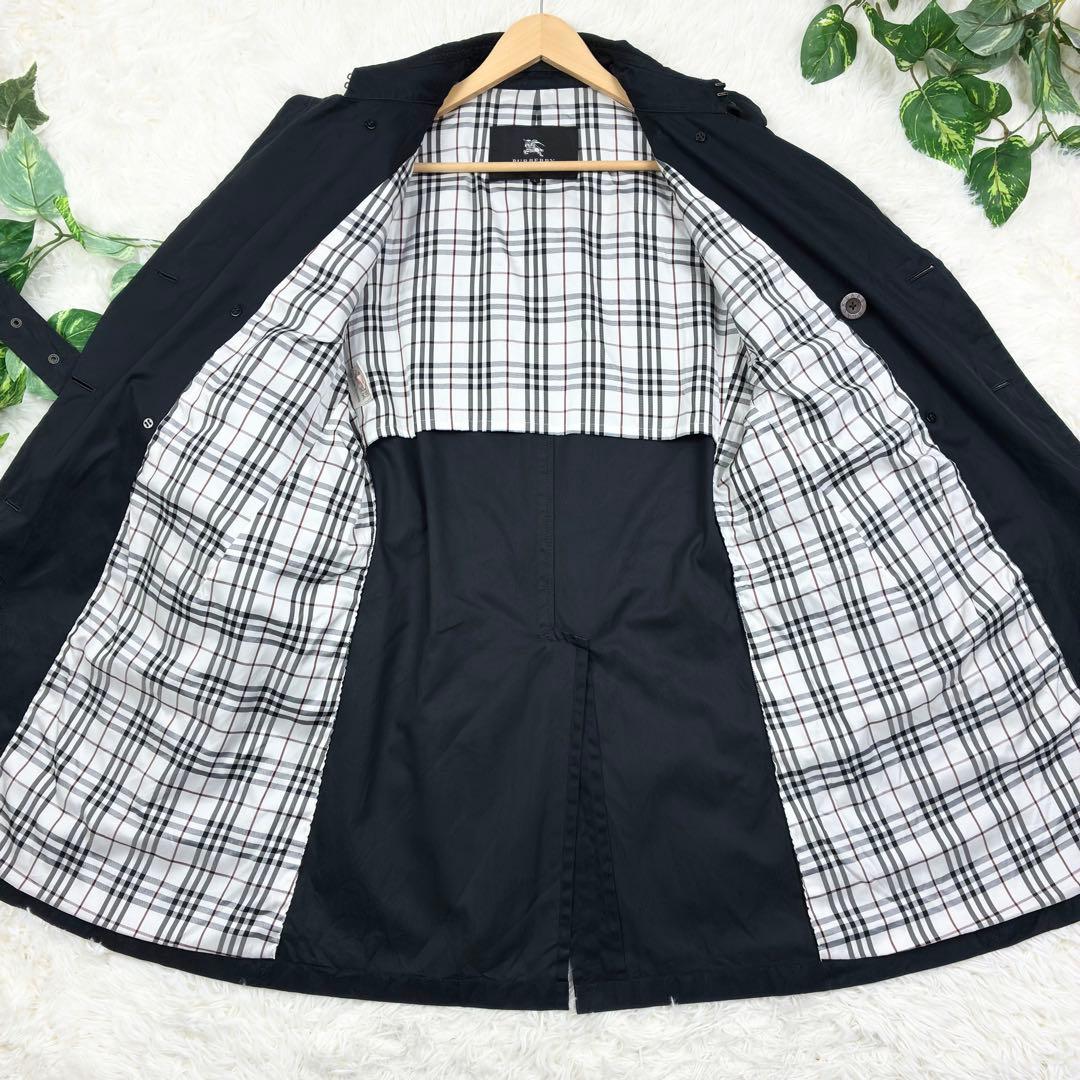 バーバリーブラックレーベル　トレンチコート　ノバチェック　ベルト付き　L　黒