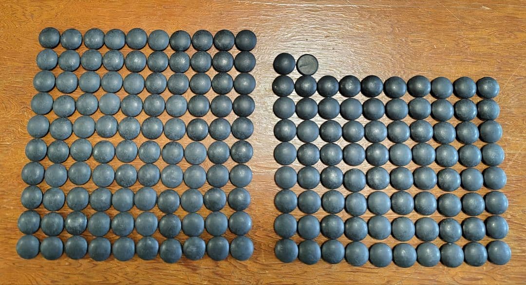 日向特製蛤碁石　本那智黒付セット　32号　木製ケース付き