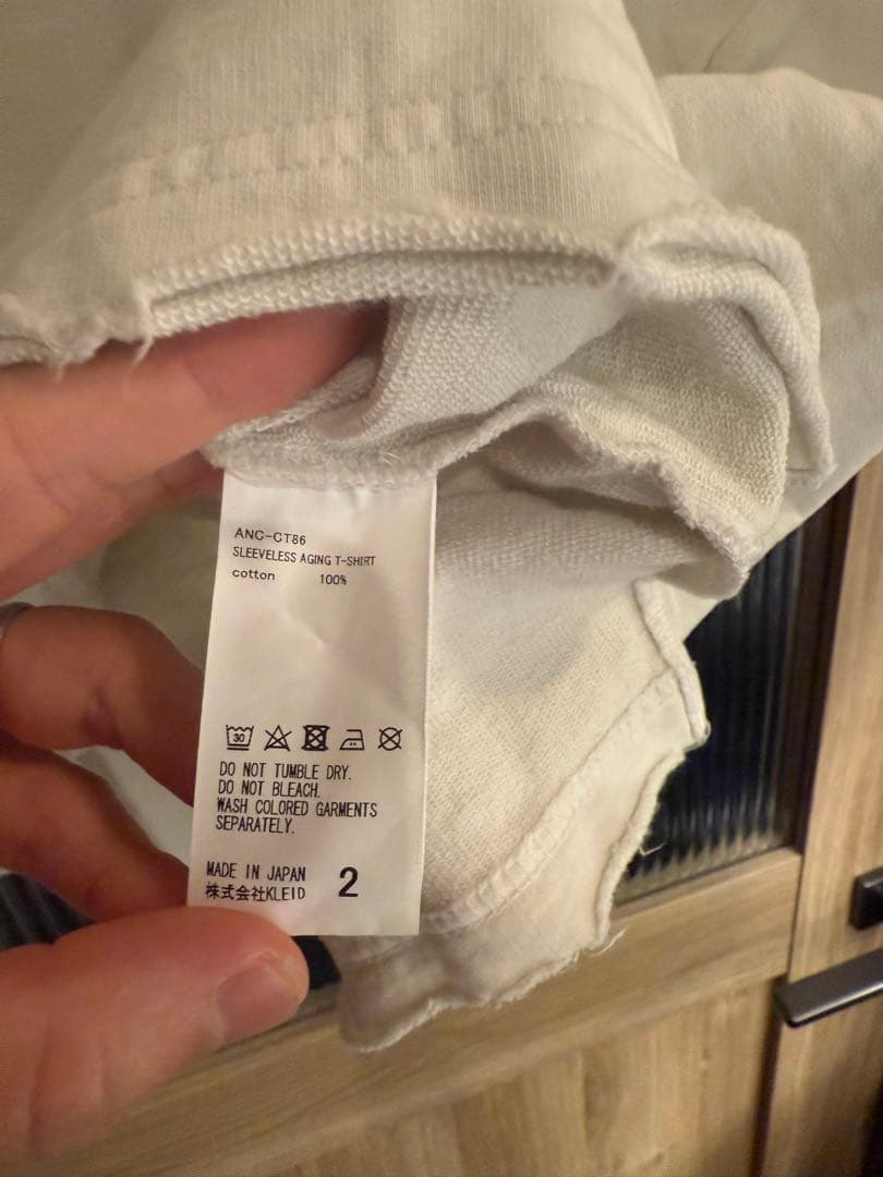 トップス ANCELLM SLEEVELESS AGING T-SHIRT/WHITE