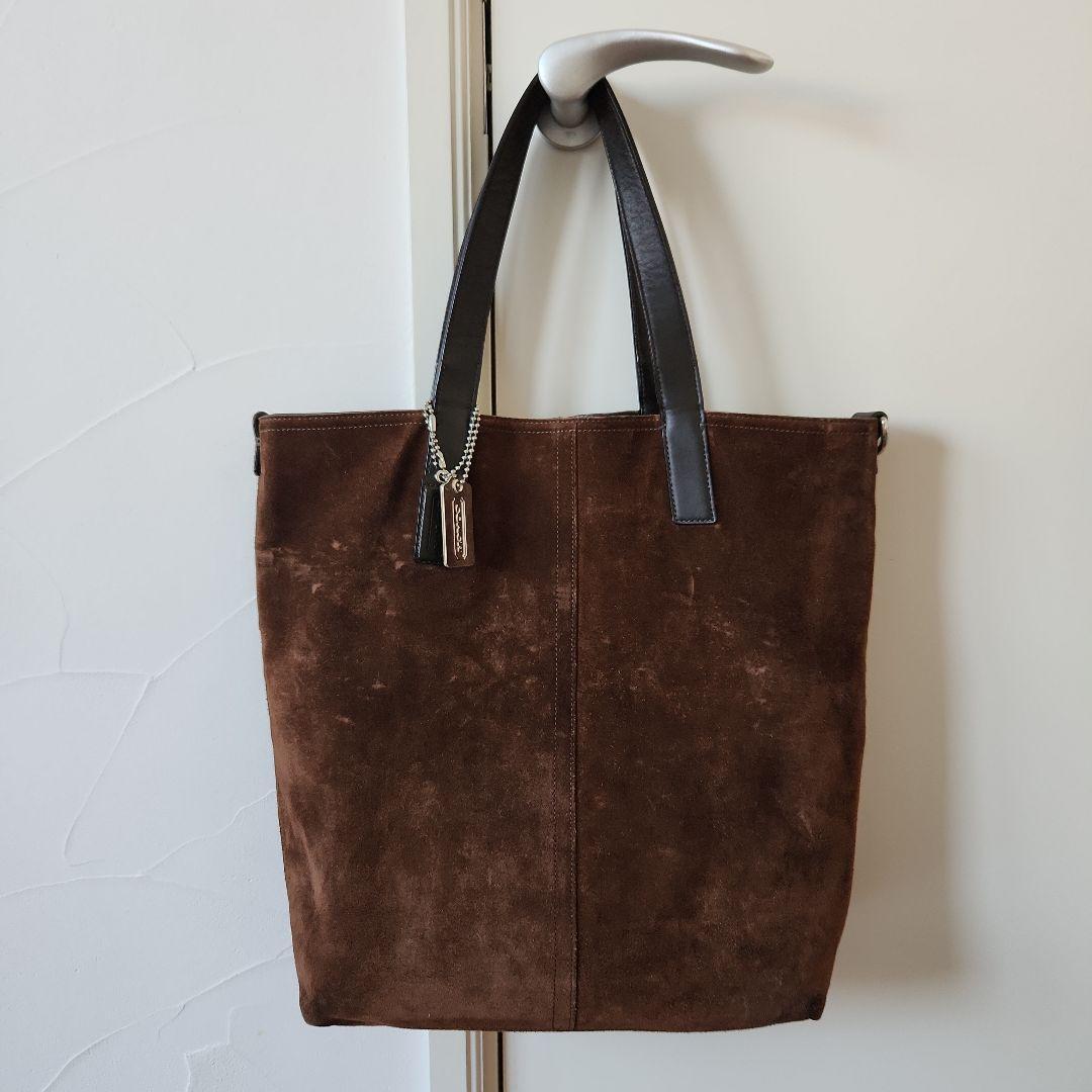 COACH/コーチ レザー×スエード リバーシブルトートバッグ ブラウン A4可