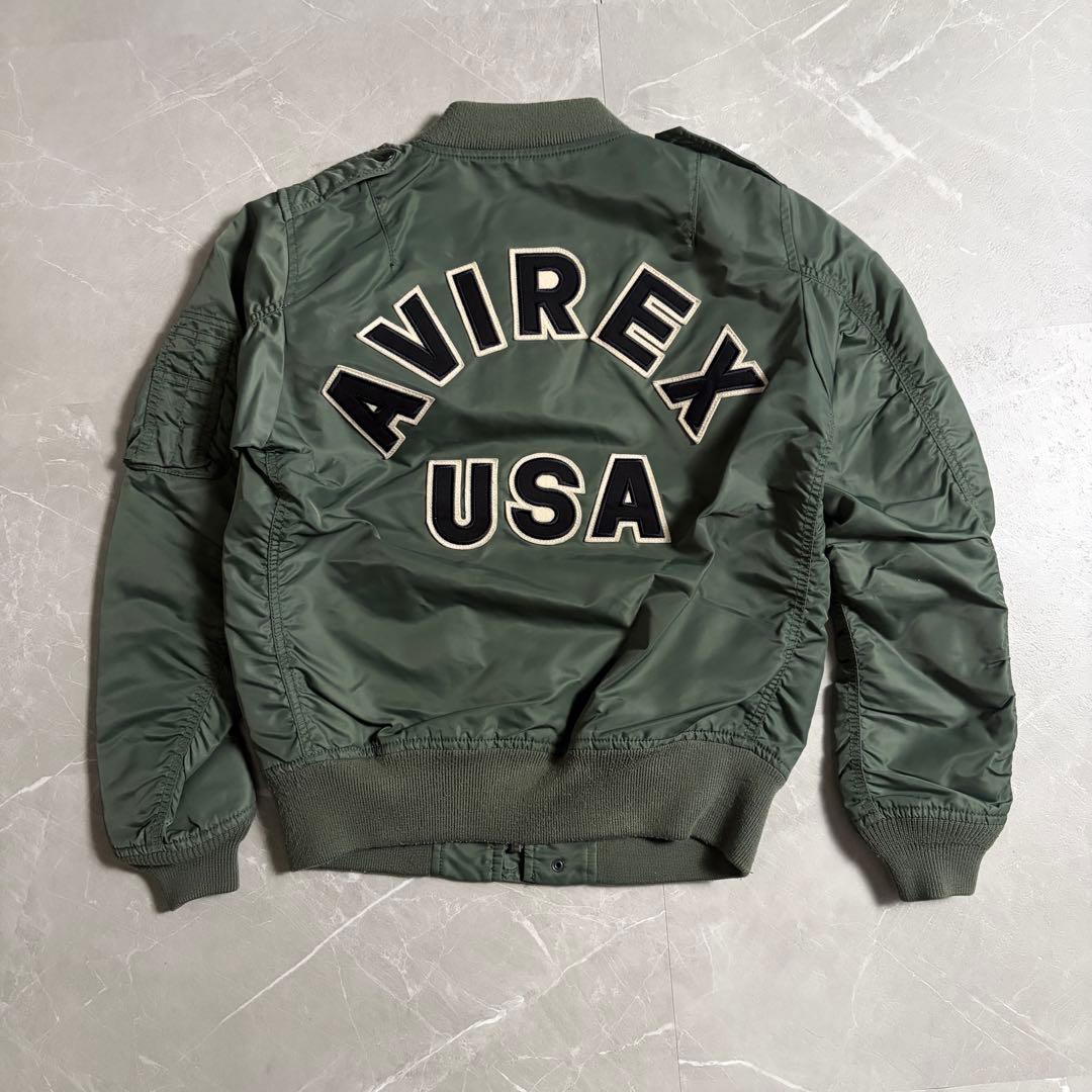 AVIREX L-2B フライトジャケット　アーチロゴ　Lサイズ　カーキ