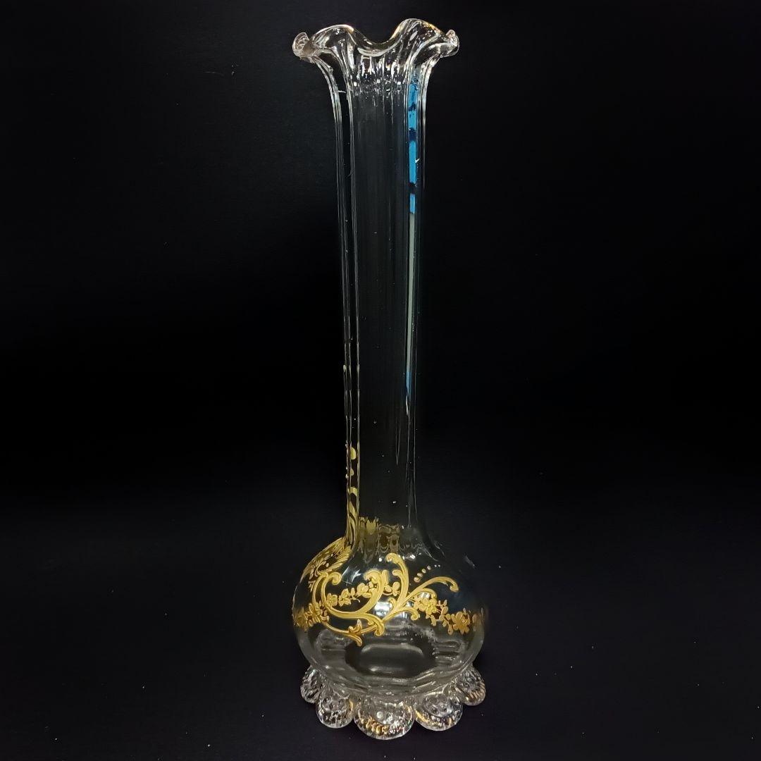【希少】オールドバカラ 金彩 花瓶 フラワーベース