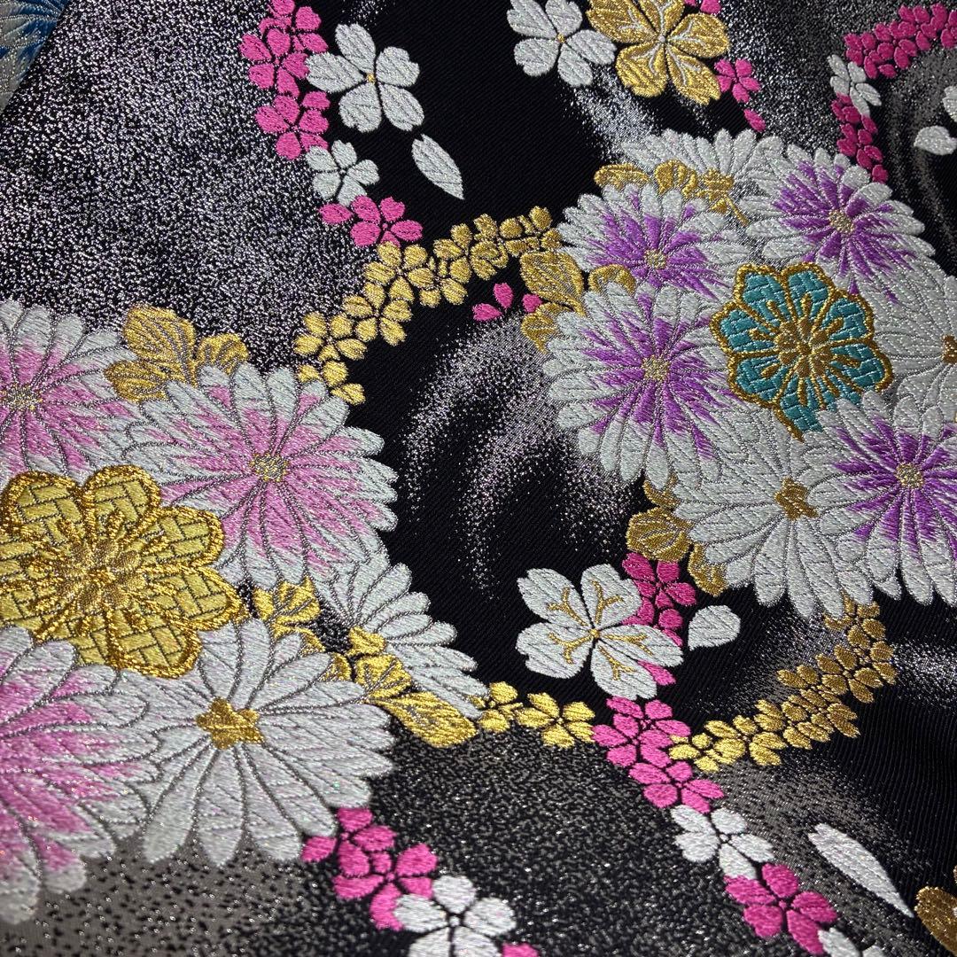 【振袖フルセット】+小物セット 豪華百花文様 深紅 銀糸 7点セット