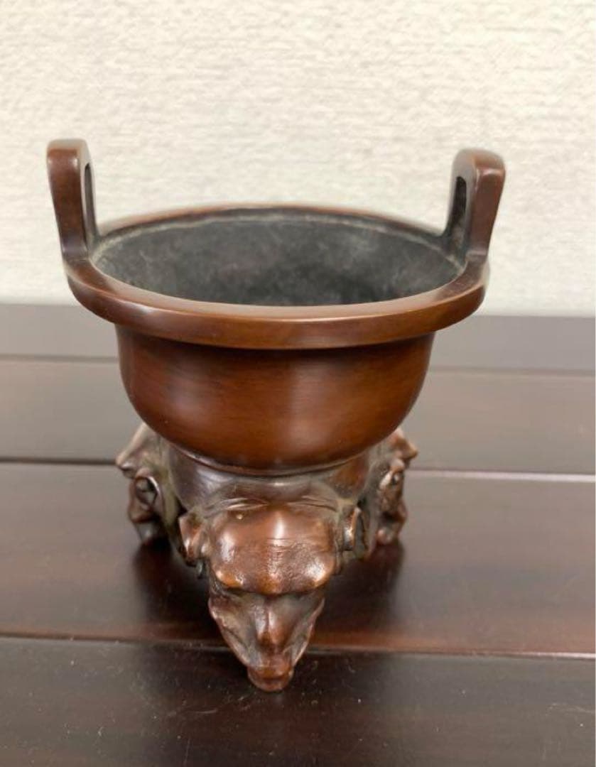 中国古銅香炉　大明古銅象足香炉 【宣徳年製】在銘 y639