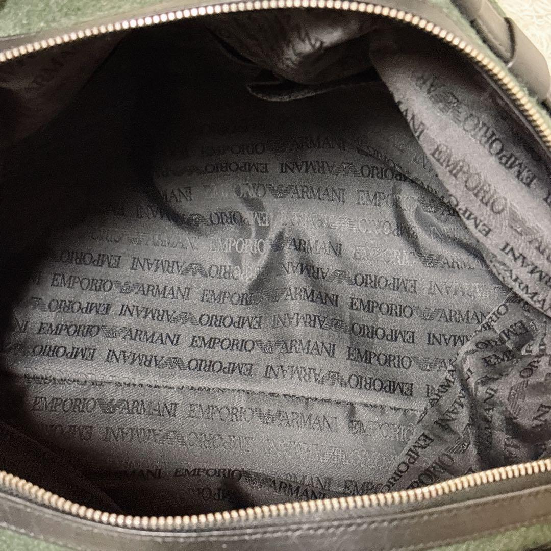 美品✨ エンポリオアルマーニ フェルト調トートバッグ 大容量 A4収納可 緑 青