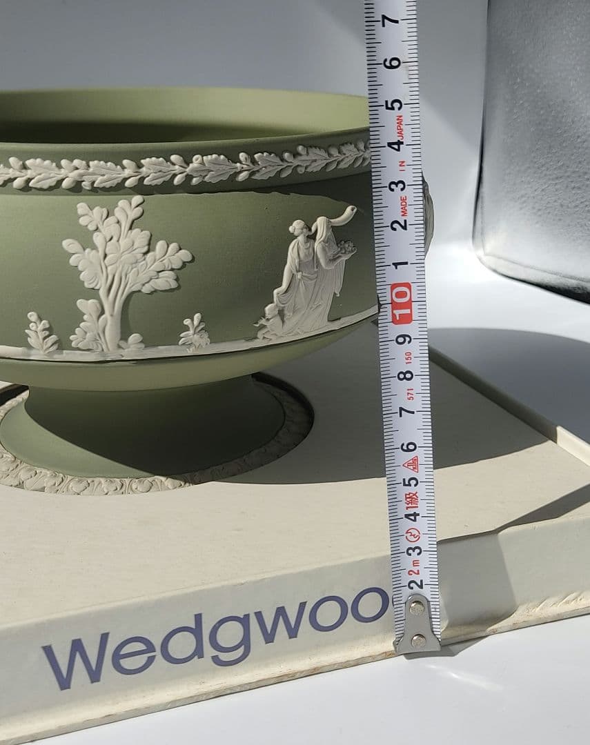 【未使用】英国ジャスパーウェアのペールグリーンのコンポート