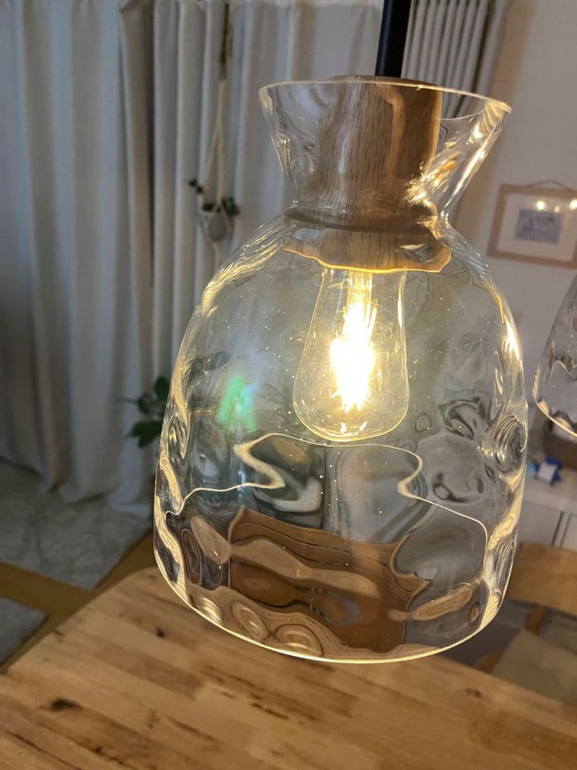 クリアガラス ペンダントライト 2灯（電球別）