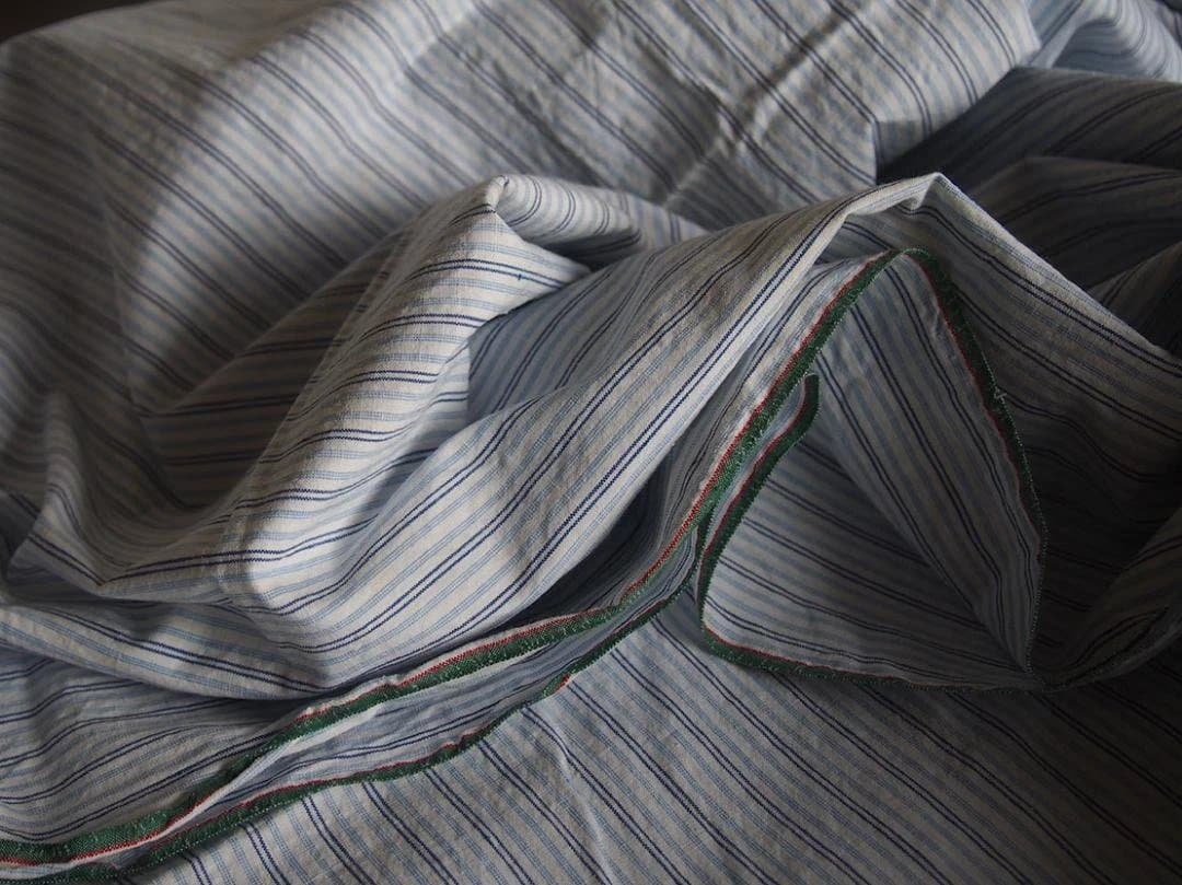 青系 ストライプ コットン 生地 71c×386c ファブリック 縞 /K299