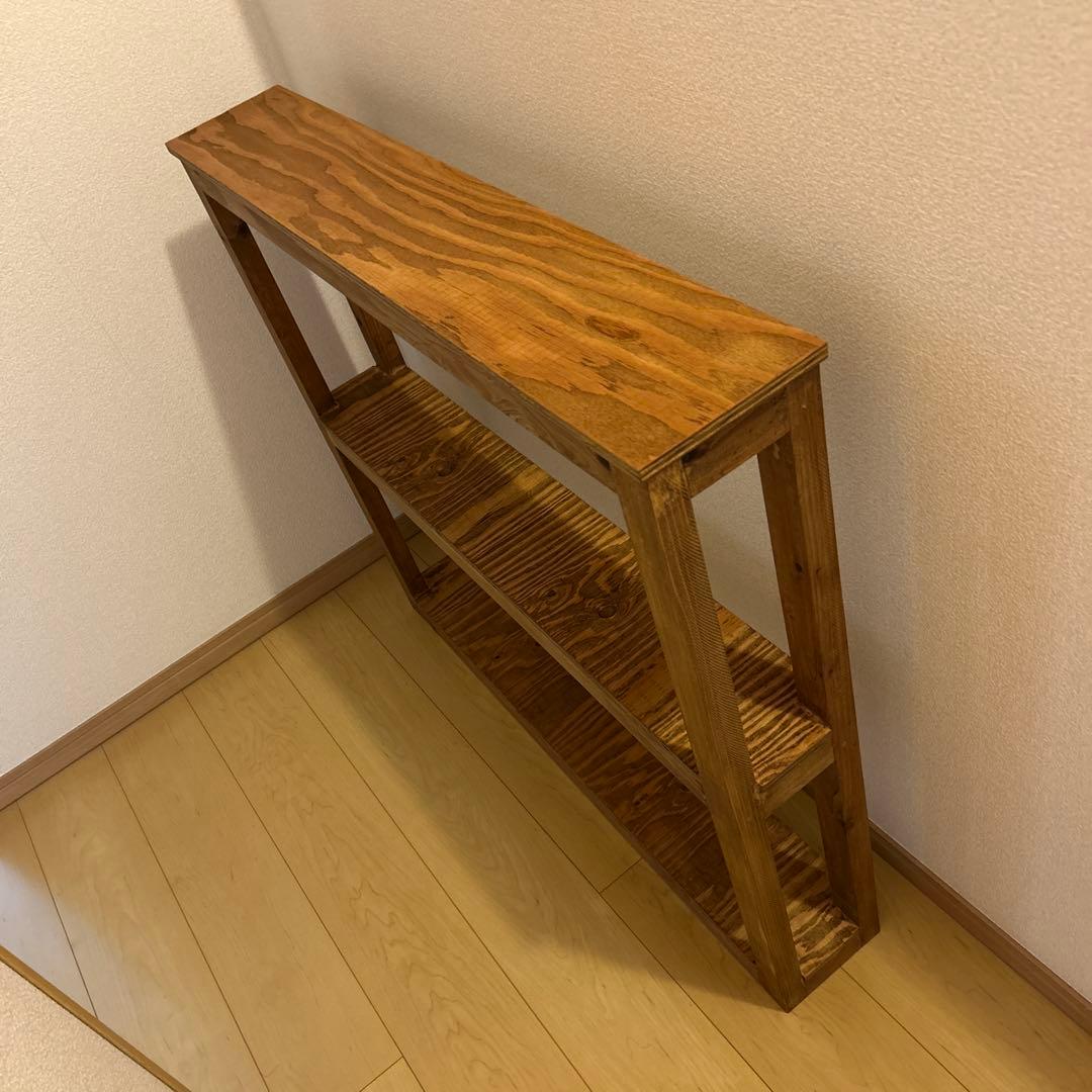 アンティーク風スリムラック　ハンドメイド　棚　飾り棚　木製家具