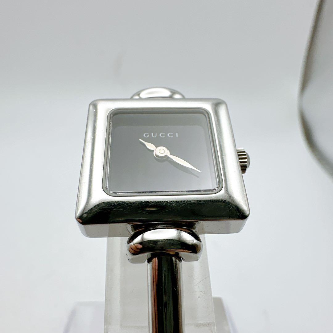 美品 稼動品 GUCCI グッチ レディース腕時計 バングル スクエア シルバー