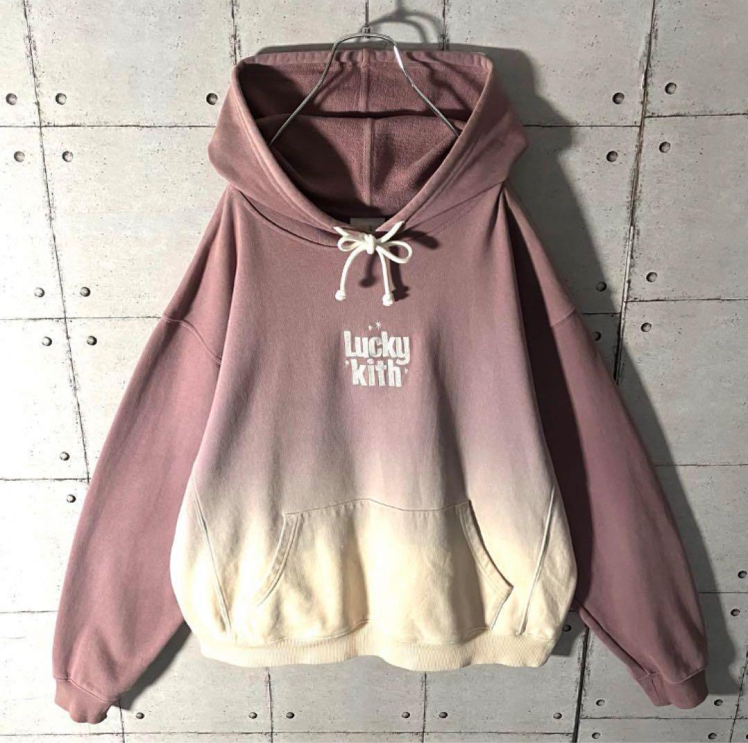 【入手困難】KITHキス☆グラデーションバイカラー刺繍ロゴスウェットパーカーL