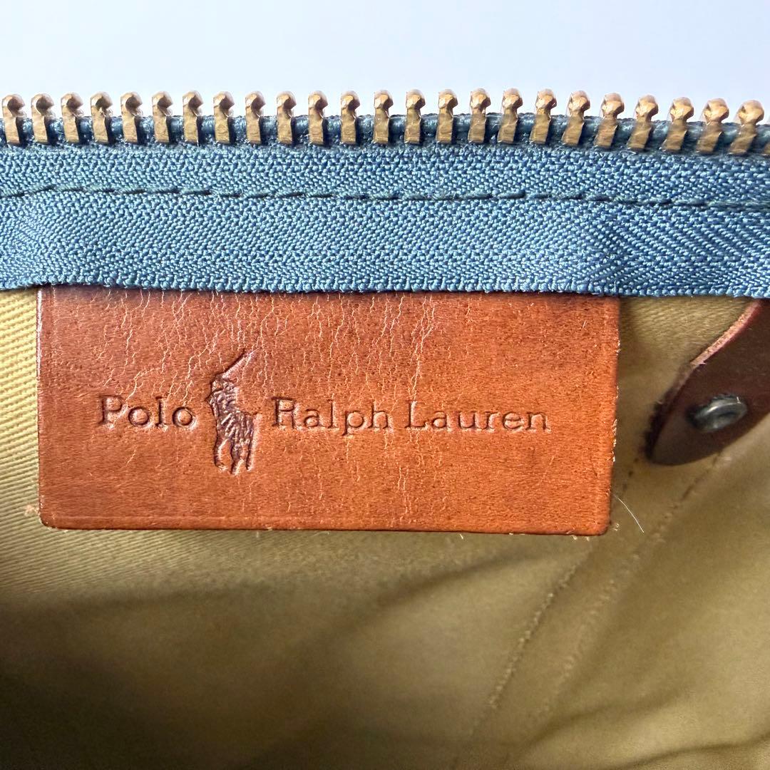 ポロラルフローレン ボストンバッグ 大 2WAY チェック PVCレザー