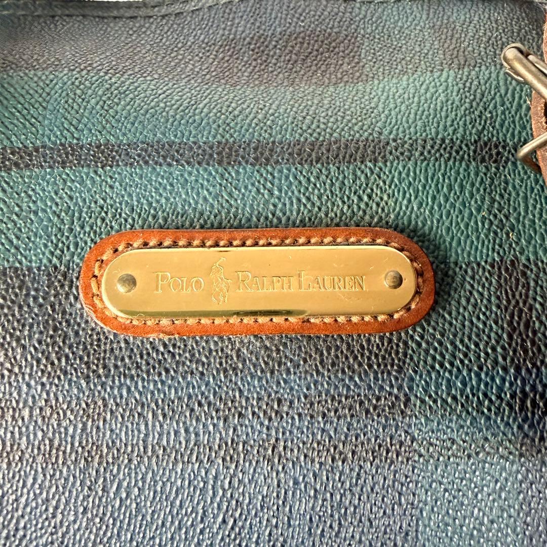 ポロラルフローレン ボストンバッグ 大 2WAY チェック PVCレザー
