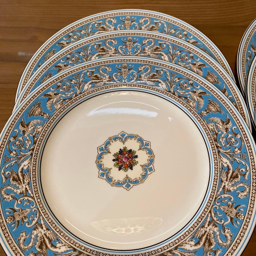 フロレンティーン　27㎝　大皿　ディナー　ターコイズ　黒壺 6枚